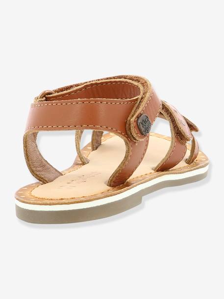 Sandálias em pele, para menina, Didonc da KICKERS® Branco claro liso+Castanho claro liso+Rosa claro metalizado 