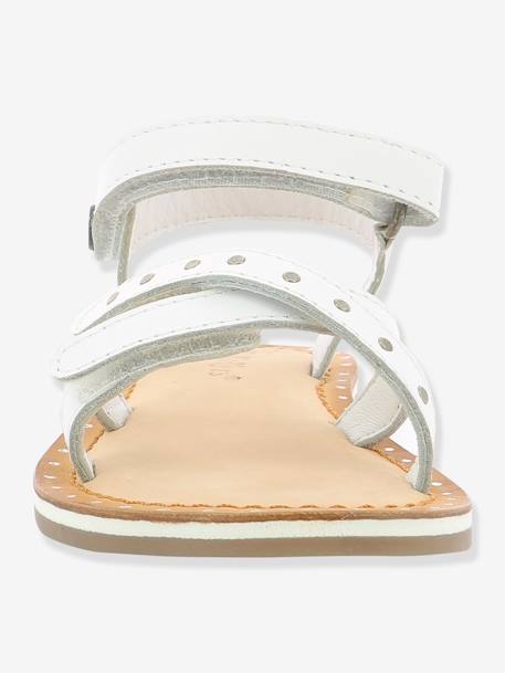Sandálias em pele, para menina, Didonc da KICKERS® Branco claro liso+Castanho claro liso+Rosa claro metalizado 