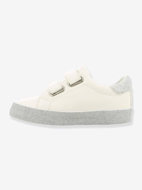 Sapatilhas com barras autoaderentes da Minnie®, com purpurinas, para menina BRANCO CLARO LISO COM MOTIVO 