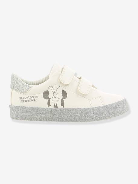 Sapatilhas com barras autoaderentes da Minnie®, com purpurinas, para menina BRANCO CLARO LISO COM MOTIVO 