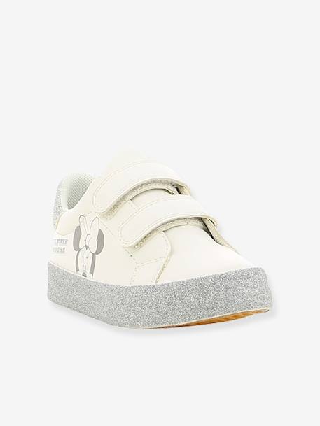 Sapatilhas com barras autoaderentes da Minnie®, com purpurinas, para menina BRANCO CLARO LISO COM MOTIVO 