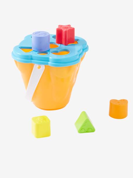 Balde de praia com caixa com formas AMARELO MEDIO LISO COM MOTIVO 