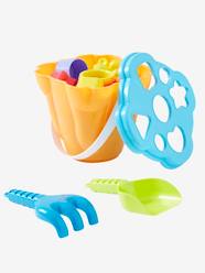 Balde de praia com caixa com formas  