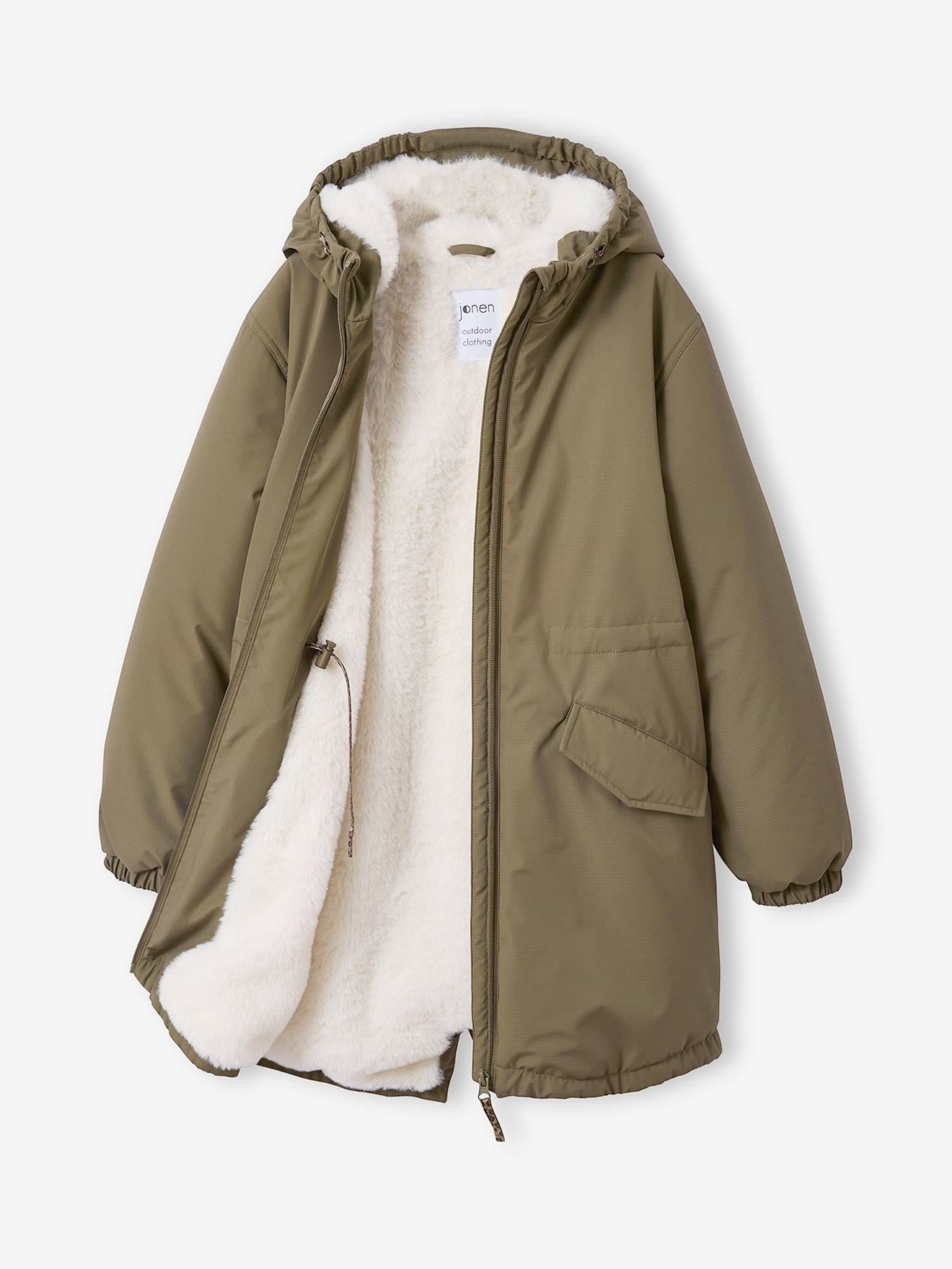 Parka com capuz para menina JONEN.  caqui