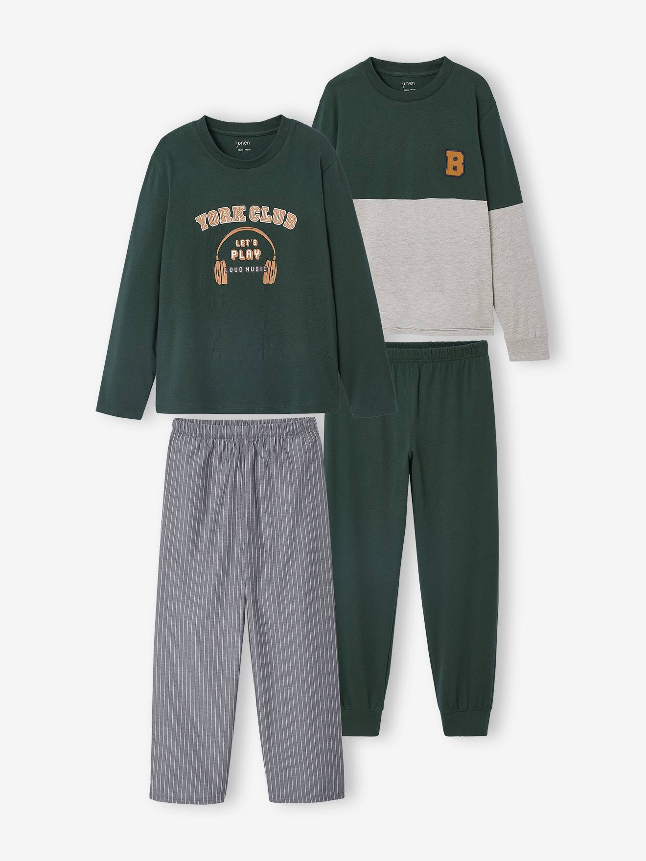Lote de 2 pijamas Jonen, para menino verde-abeto