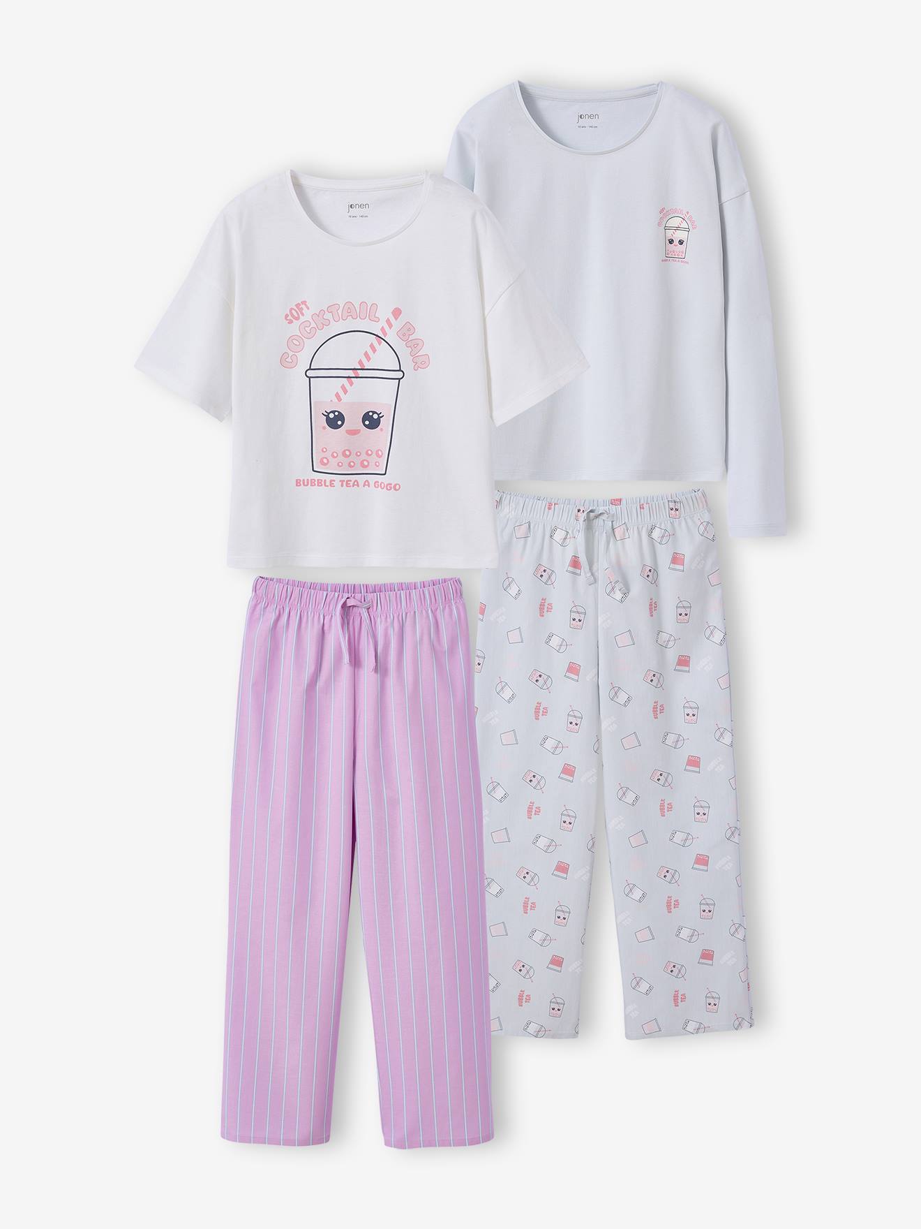 Conjunto de 2 Pijamas JONEN para menina. azul-céu