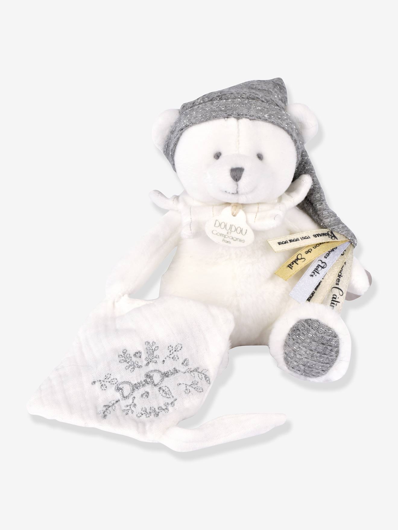 Doudou 25 anos - OURS ARGENT - Boneco com suporte para chupeta prateado