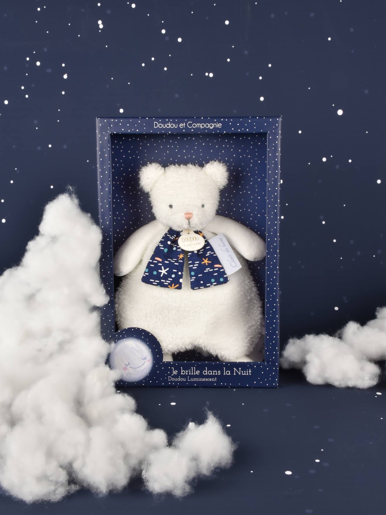 CLAIR DE LUNE - Urso Peluche 26 cm - DOUDOU & COMPAGNIE branco