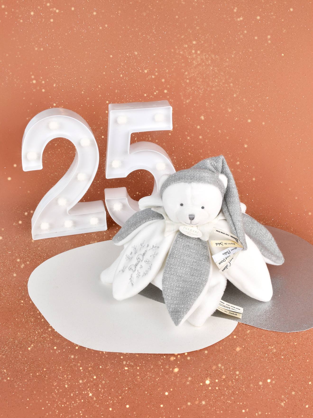 Doudou 25 anos - OURS ARGENT - Boneco chupeta prateado