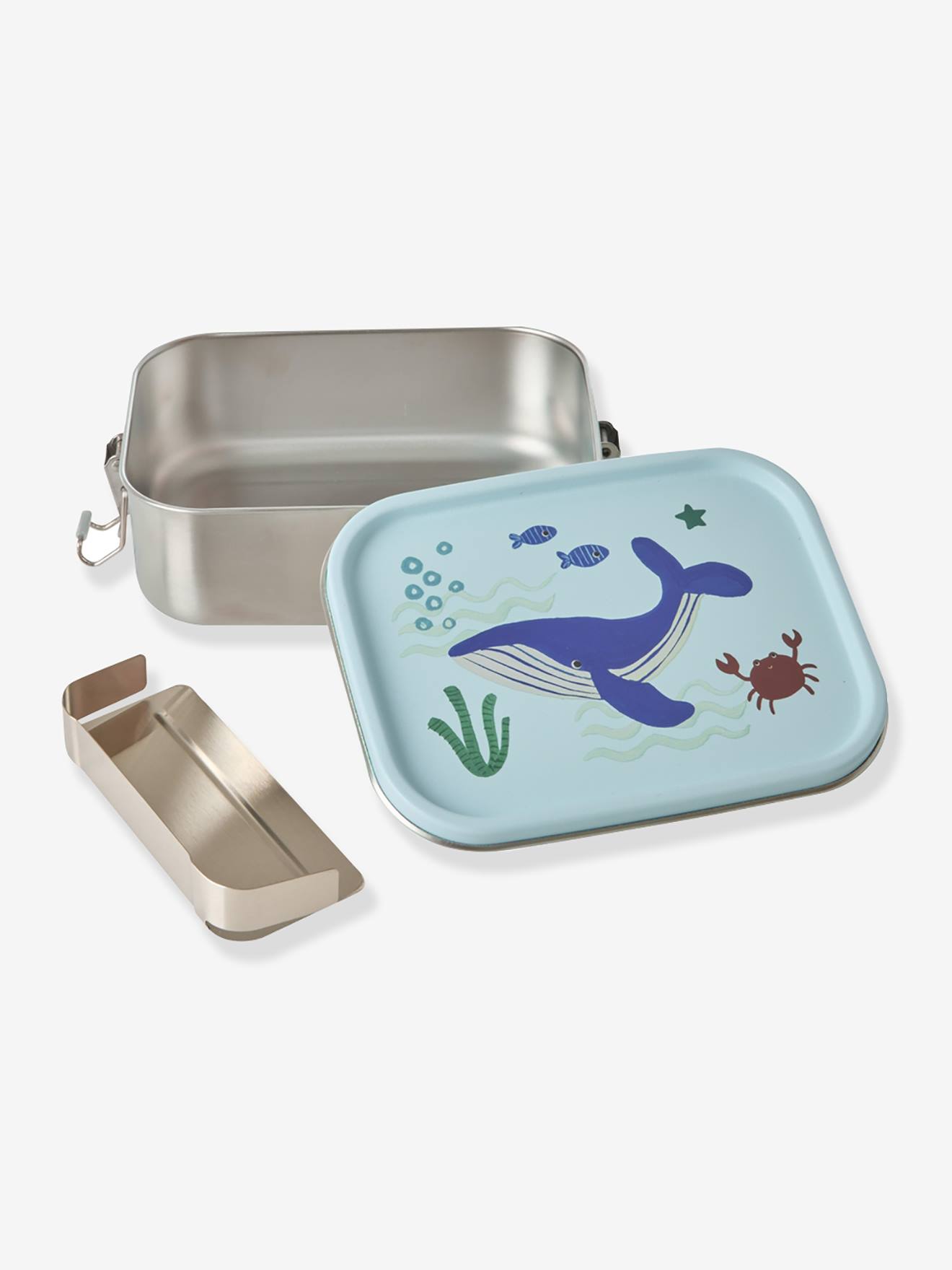 Caixa de almoço BLUE OCEAN rice pequena em aço inoxidável com divisor 800 ml azul-céu