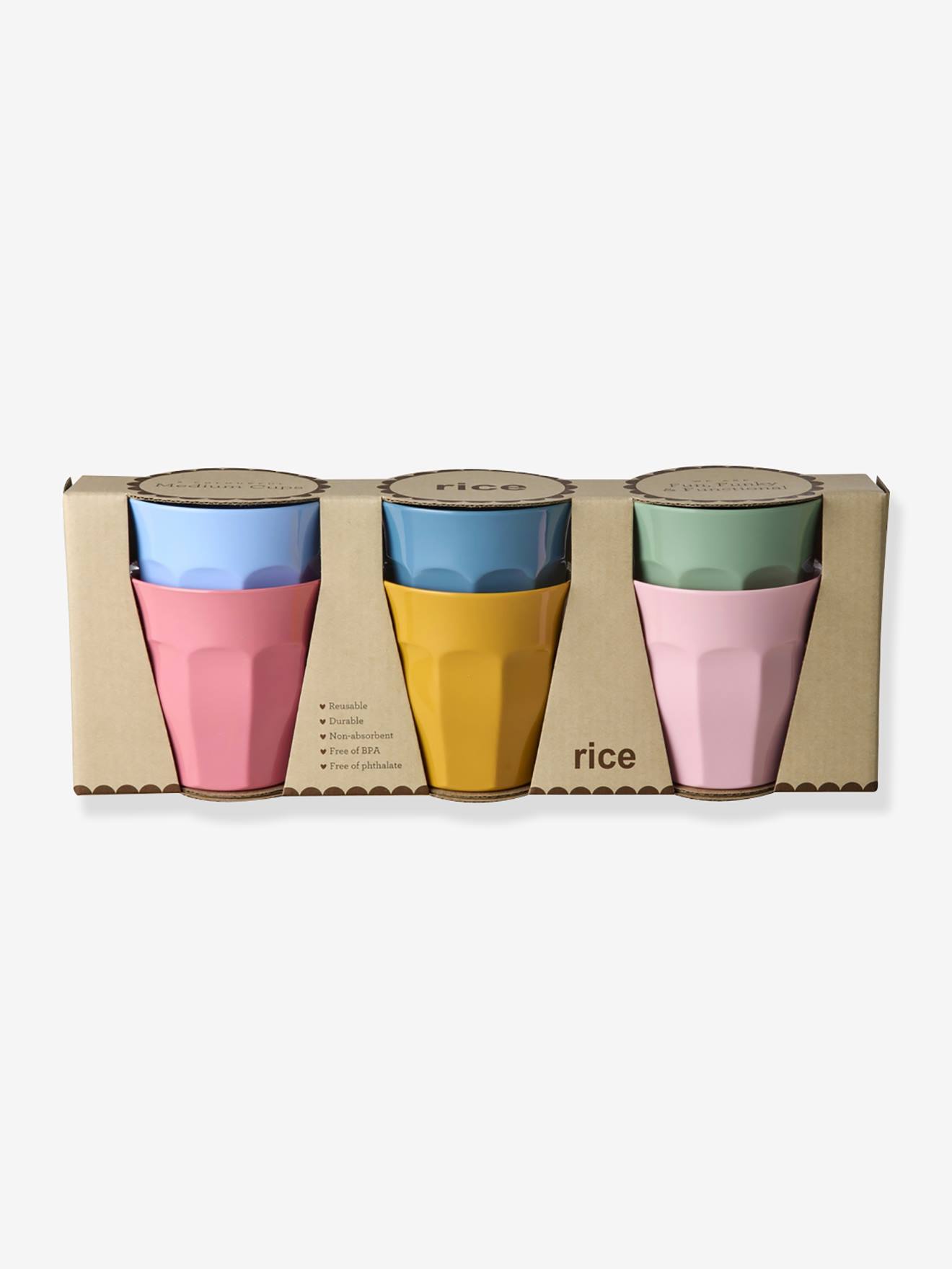 Conjunto de 6 copos de melamina médios ALL YOU NEED IS LOVE AND... COLORS rice 250 ml multicolor