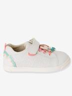 Sapatilhas em pele para menina, coleção autonomia Branco claro liso com motivo+BRANCO MEDIO LISO COM MOTIVO 