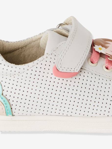 Sapatilhas em pele para menina, coleção autonomia Branco claro liso com motivo+BRANCO MEDIO LISO COM MOTIVO 