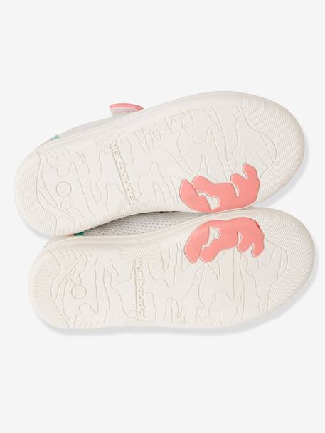 Sapatilhas em pele para menina, coleção autonomia Branco claro liso com motivo+BRANCO MEDIO LISO COM MOTIVO 