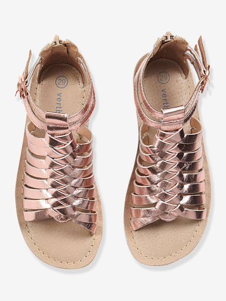 Sandálias em pele, para menina Branco claro liso+Prateado multicolor+PRETO ESCURO LISO COM MOTIVO+Rosa fúchsia+Rosa-pálido metalziado 