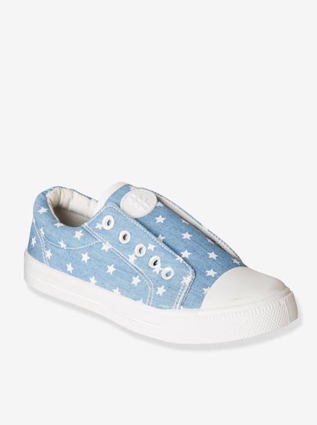 Sapatilhas com elástico, em tecido, para menina AZUL MEDIO ESTAMPADO+PRETO MEDIO LISO+ROSA CLARO ESTAMPADO+ROSA MEDIO LISO COM MOTIVO 