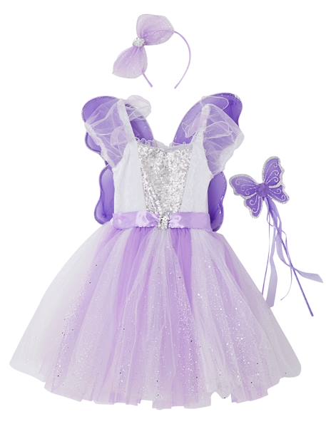 Disfarce de fada para menina Violeta medio liso com motivo 