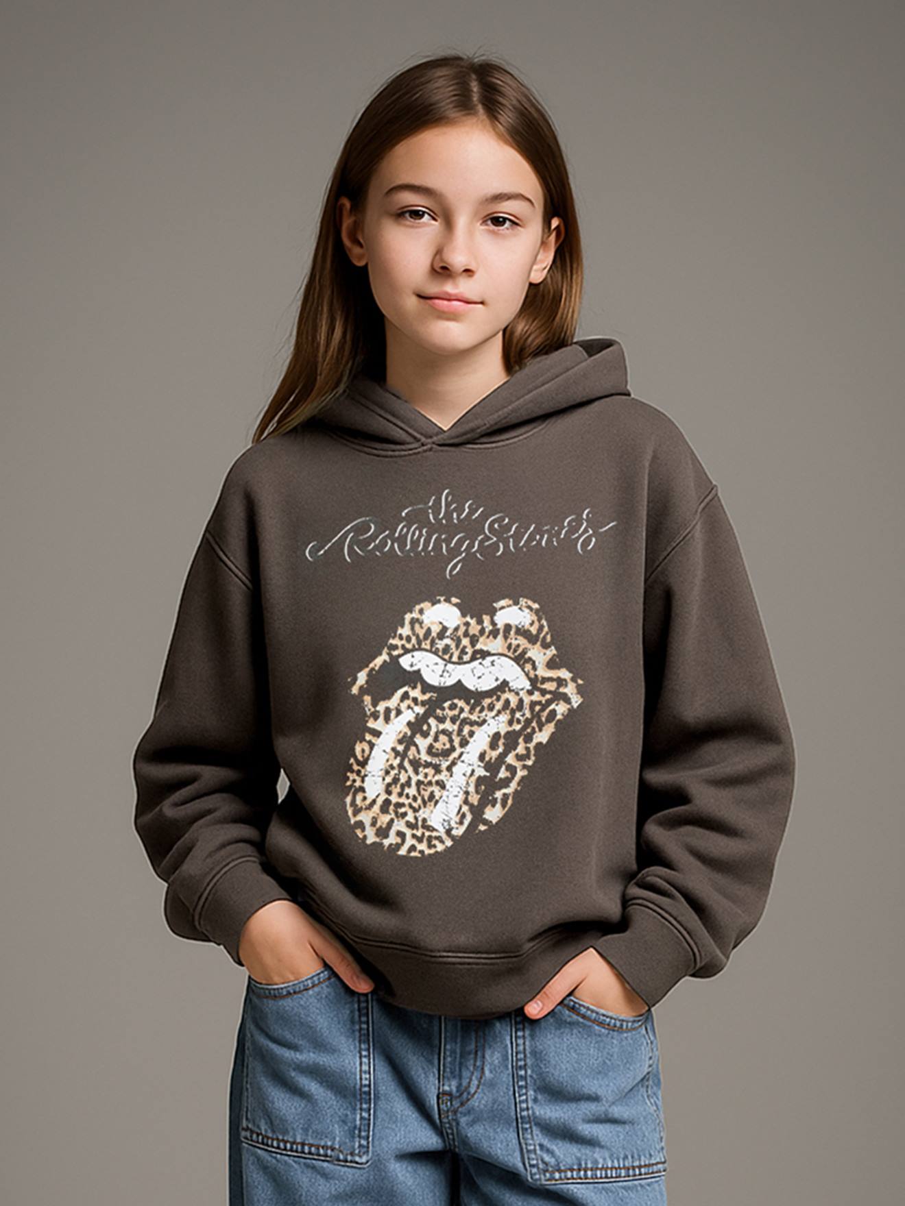 Sweat The Rolling Stones® com capuz, para menina  antracite
