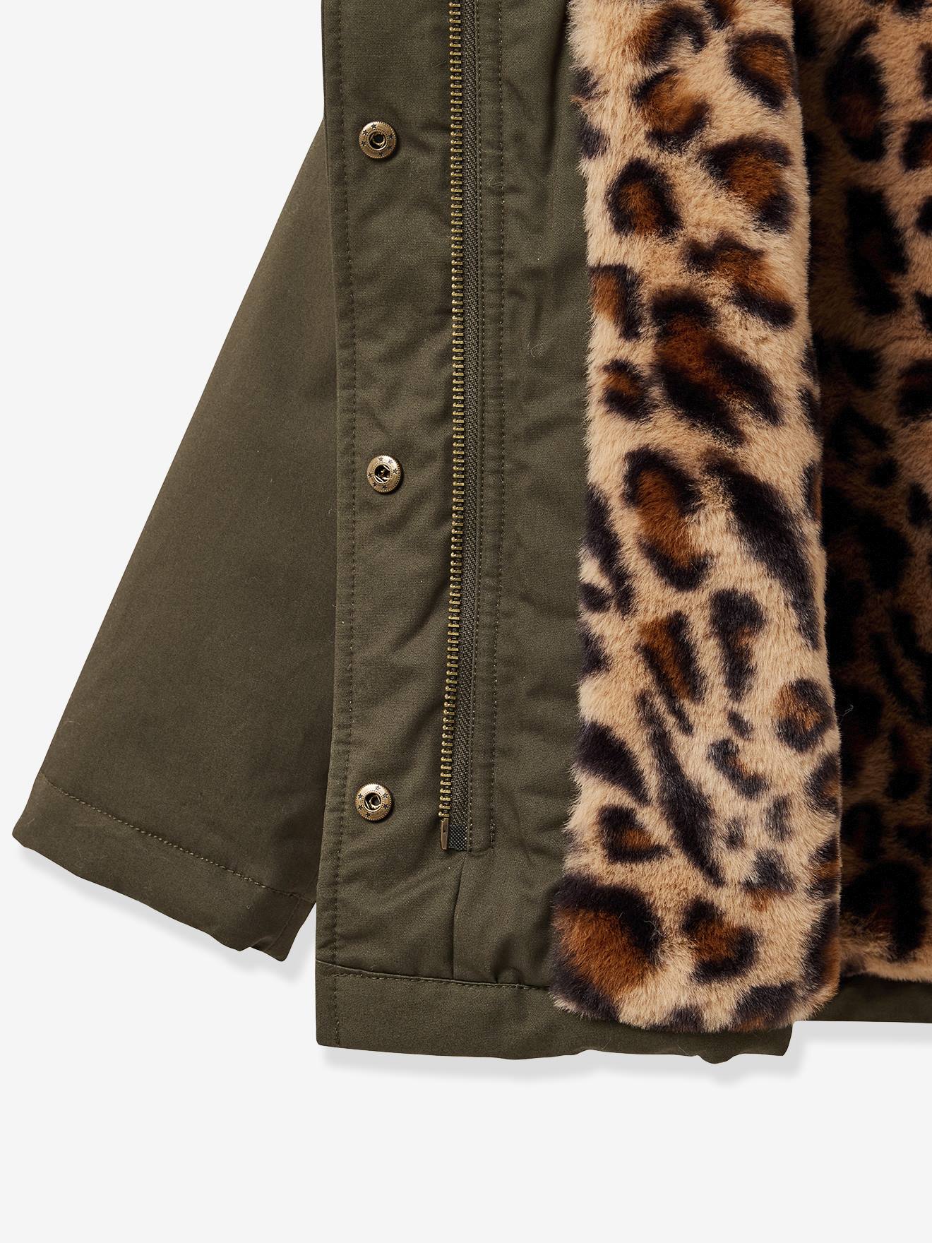 Parka curta com forro imitação leopardo CYRILLUS, para menina  verde