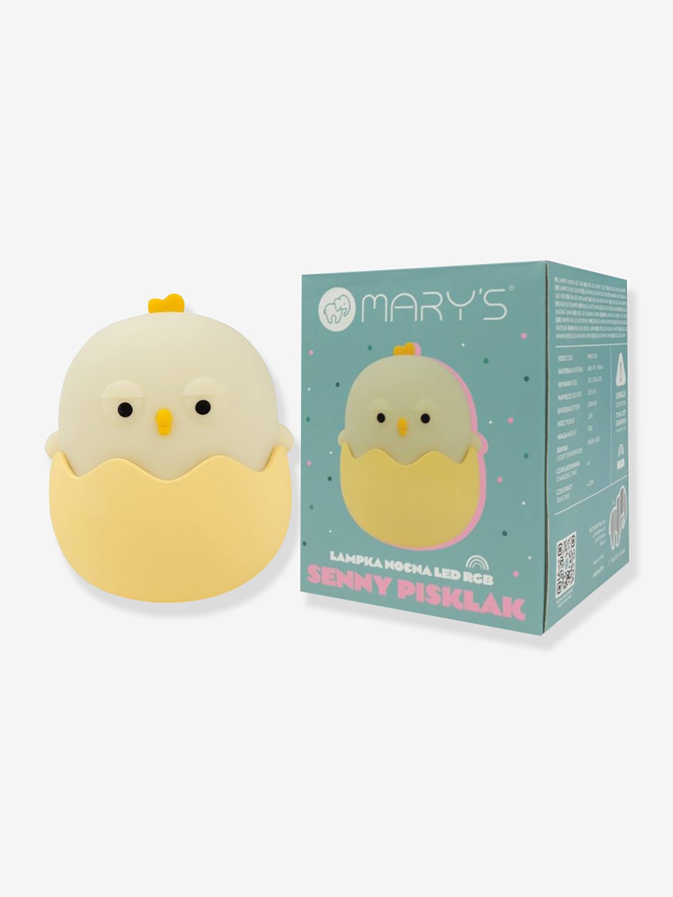 Luz de presença recarregável em forma de pintainho  amarelo