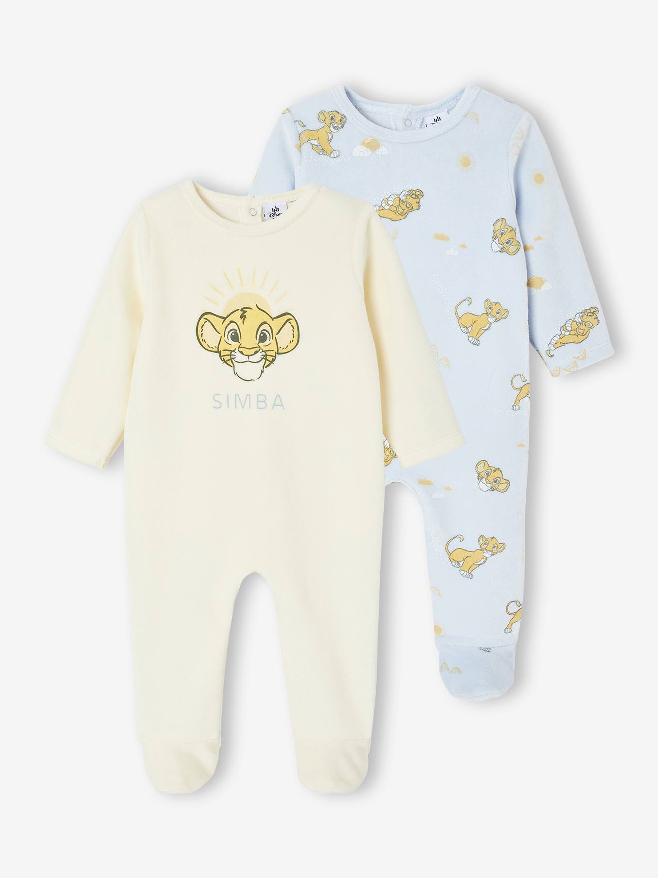 Lote de 2 pijamas Disney® O Rei Leão em veludo, para bebé azul-céu