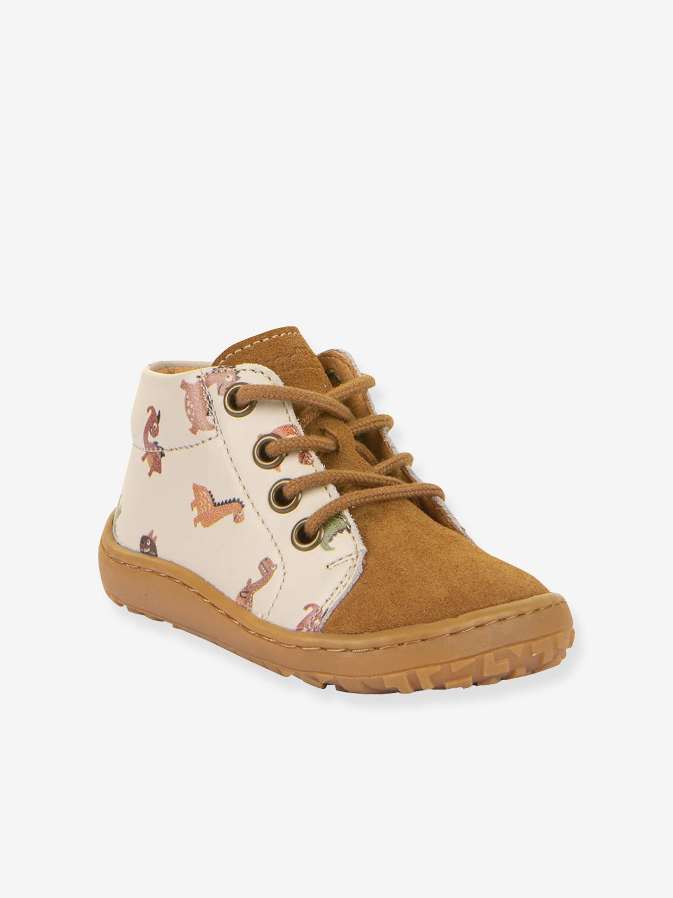 Sapatos de bebé menino para primeiros passos BAREFOOT FIRST STEP LACES Froddo caramelo