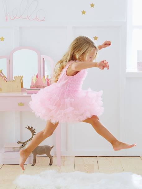 Disfarce de bailarina com cisne Rosa medio liso 