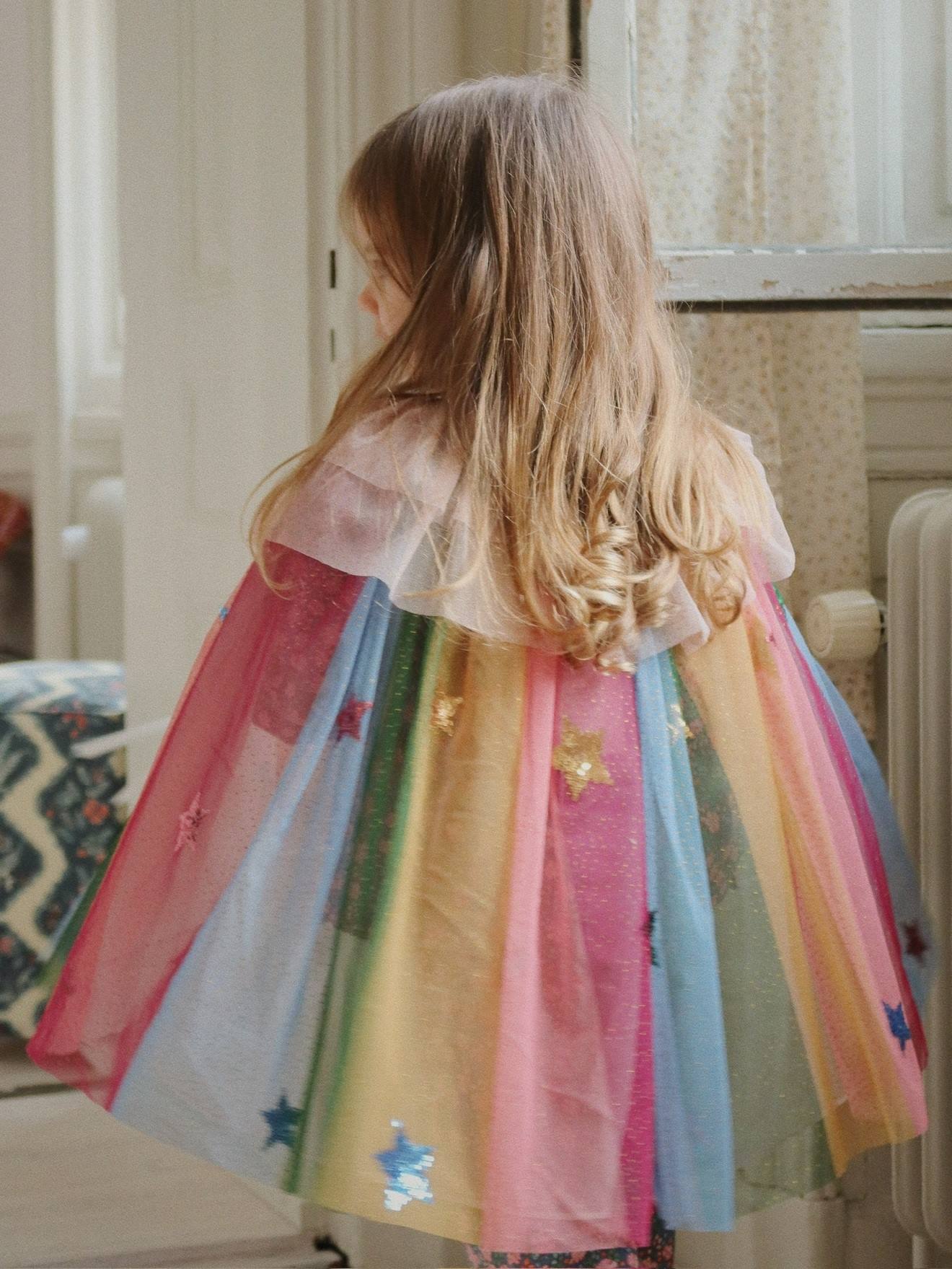 Disfarce arco-íris com lantejoulas Konges Slojd  bege-areia