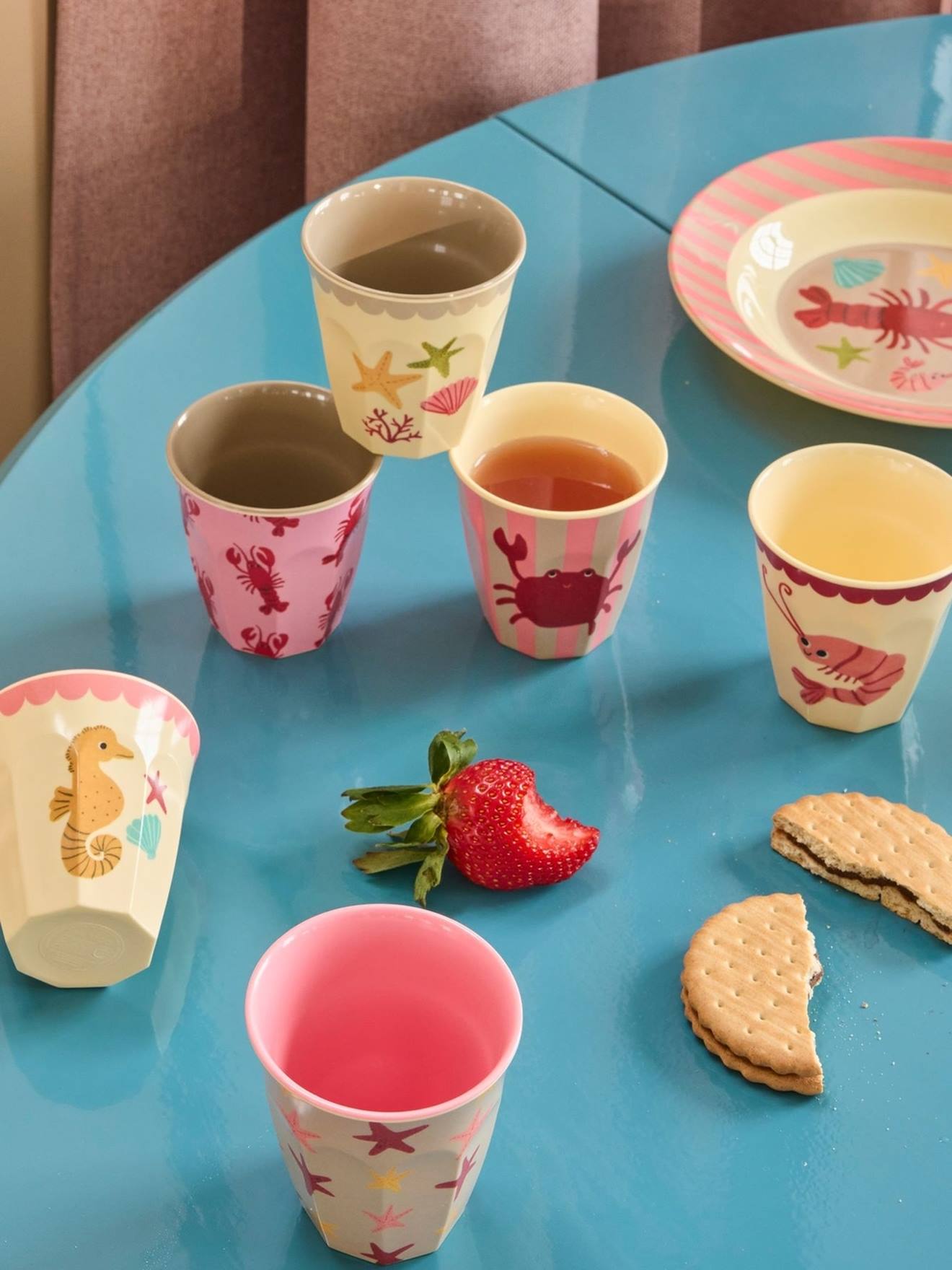 Conjunto de 6 copos pequenos de melamina CORAL OCEAN rice, 160 ml multicolor