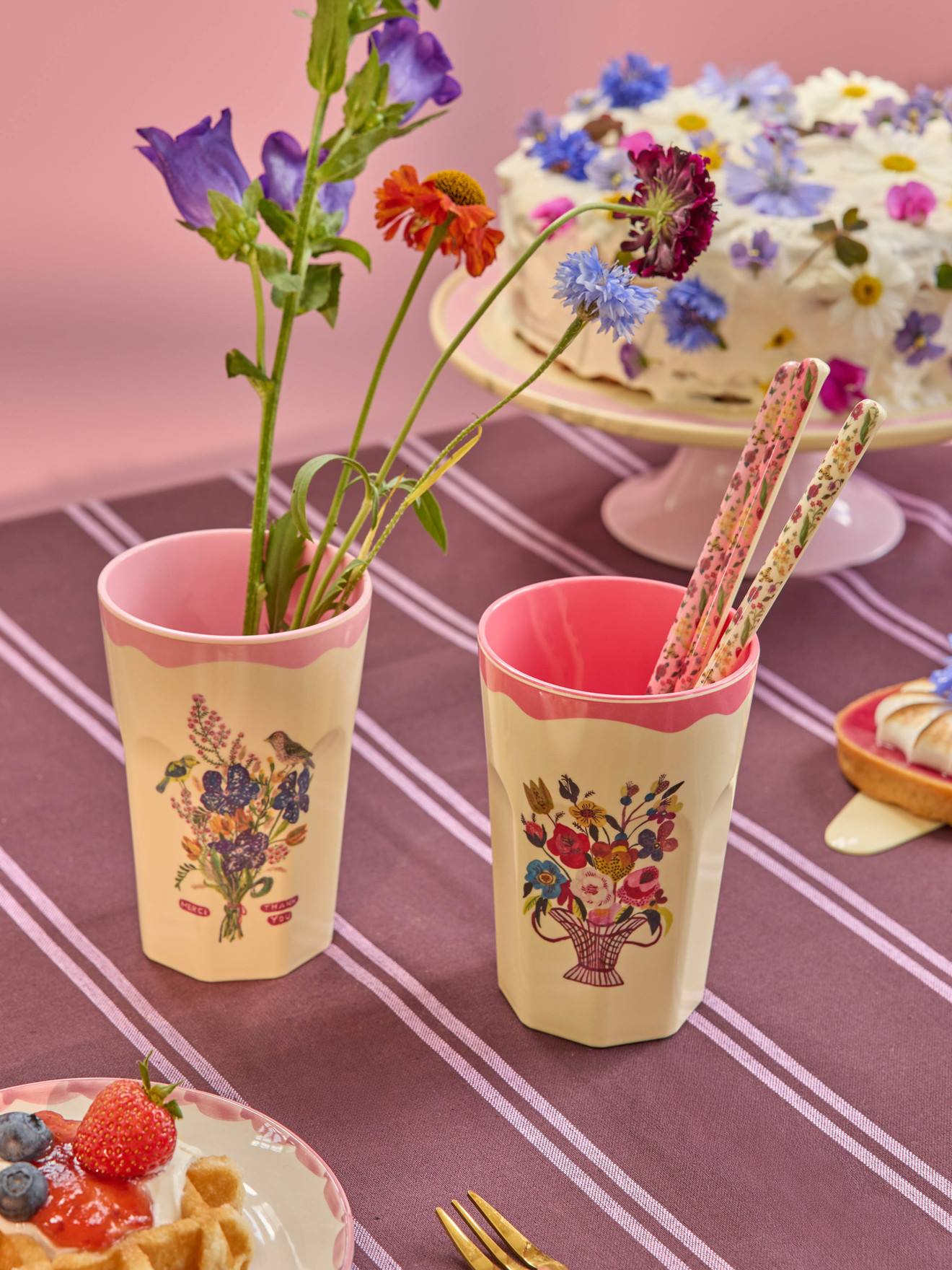 Pack de 2 copos NATHALIE LÉTÉ 400 ml para crianças rice caixa de oferta rosa