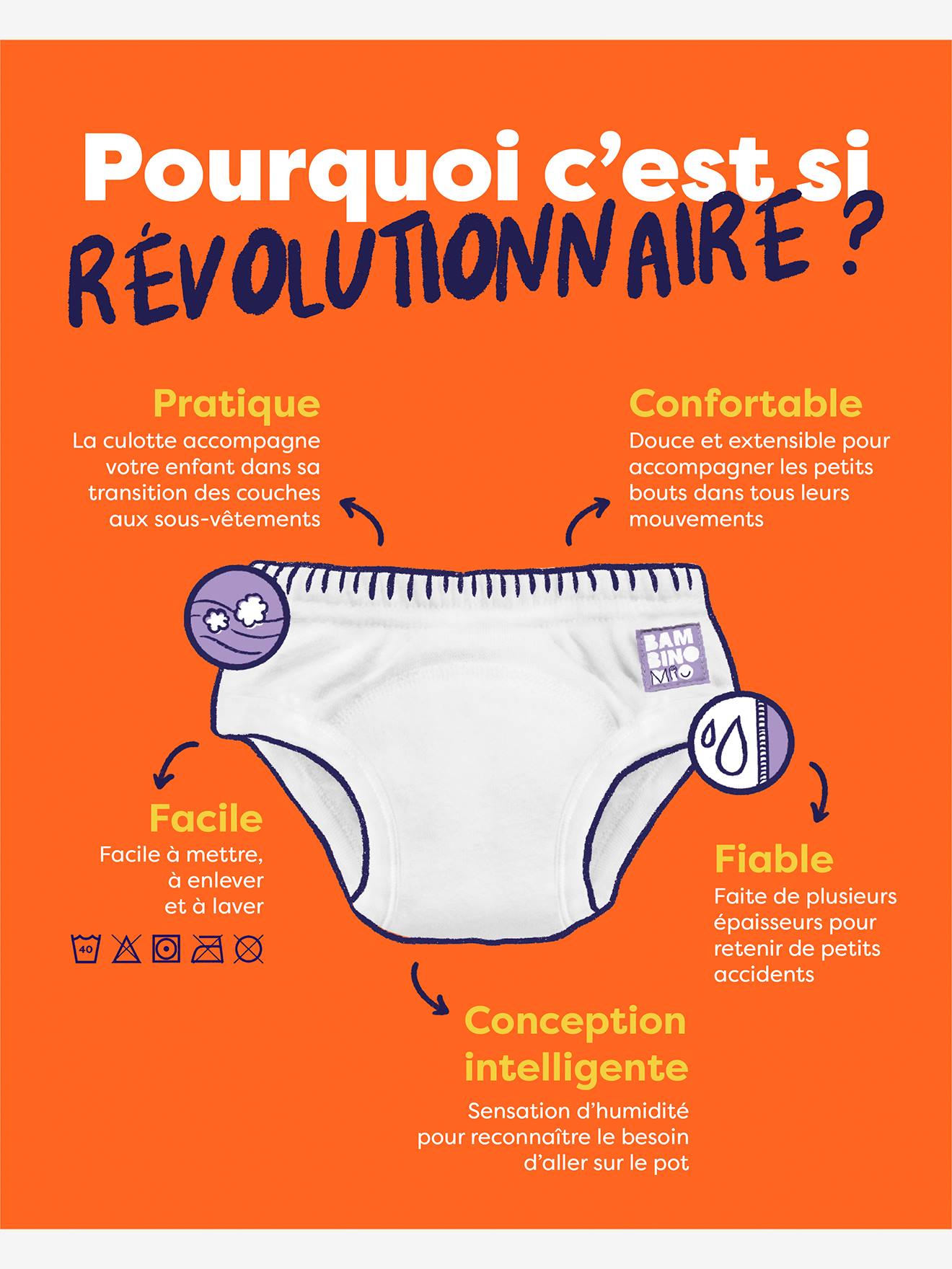 Conjunto de 3 cuecas de aprendizagem laváveis Revolucionárias 2-3 anos BAMBINO MIO azul