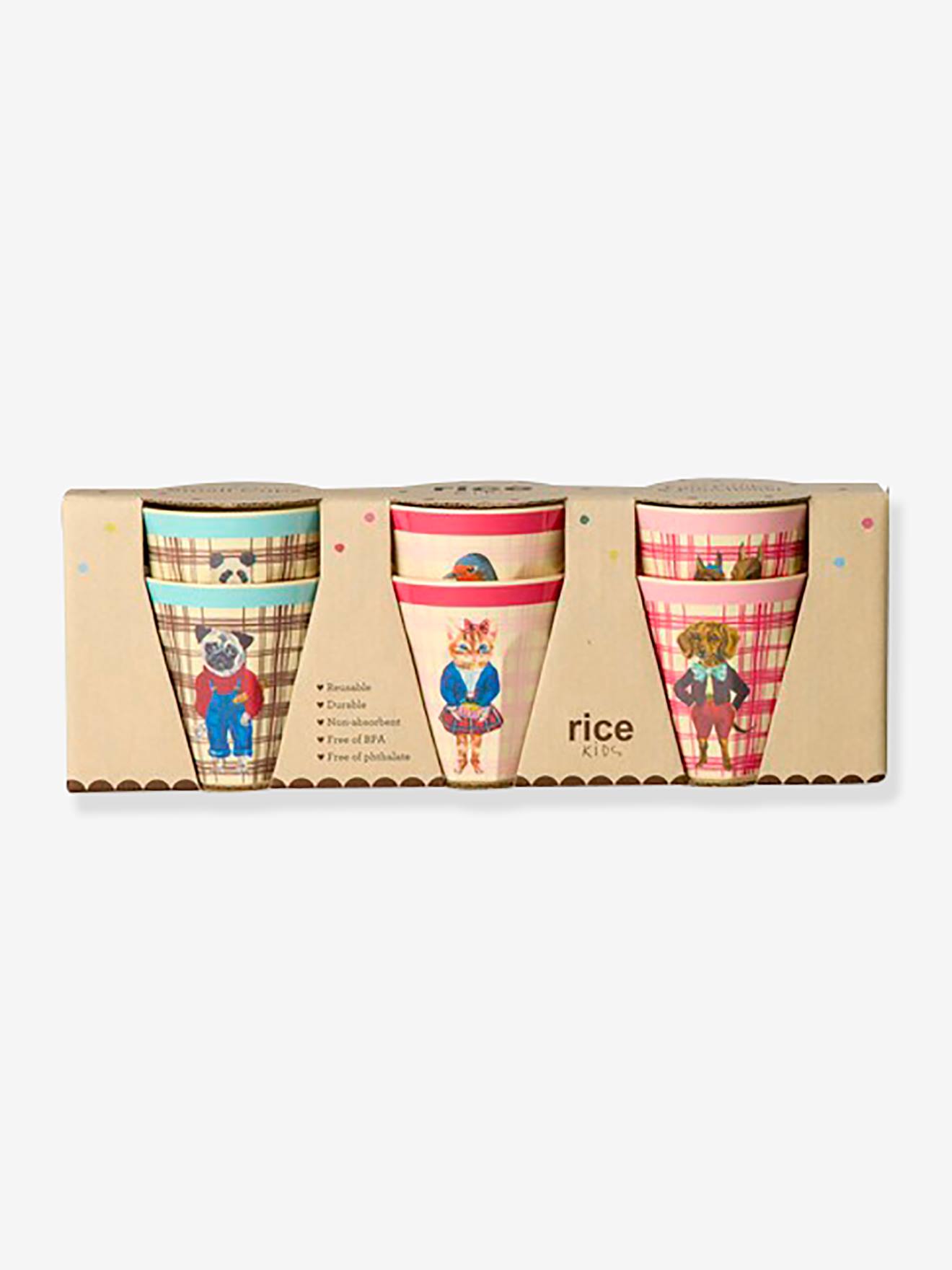 copos para crianças NATHALIE LÉTÉ rice conjunto de 6 160 ml pequeno multicolor